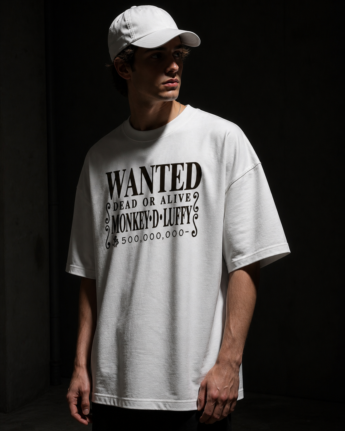 Luffy Wanted Drop Shoulder T-Shirt